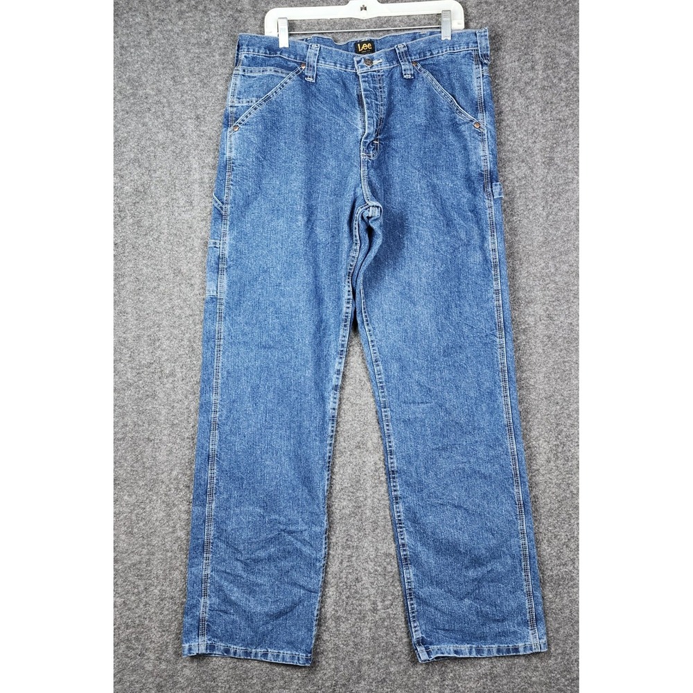 Lee Loose Fit Jeans Mens 34x32 Blue Medium Wash Straight Leg Denim TZS-B062-013